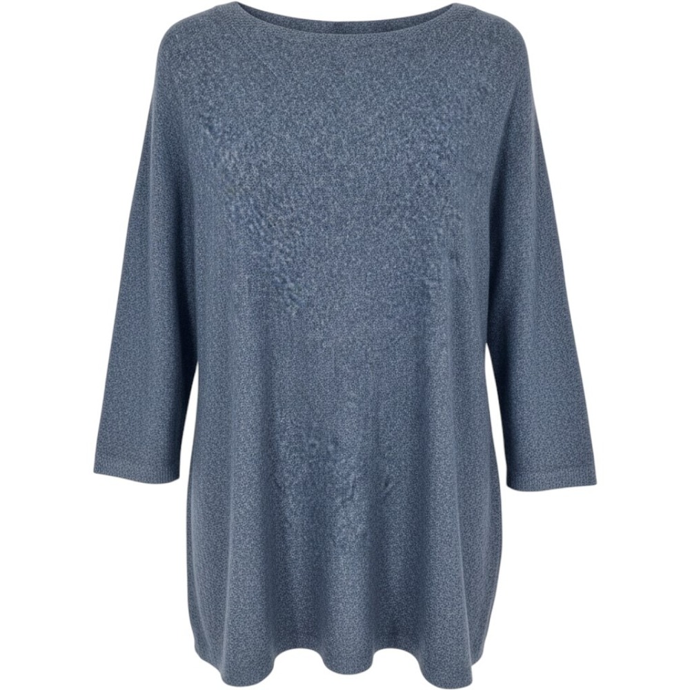 PURE JILL Sweater Women Medium Blue Knit 3/4 Sleeve Marled Boat Neck Pullover